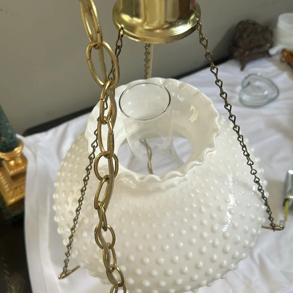 Vintage Elegant Milk Glass Hanging Lamp